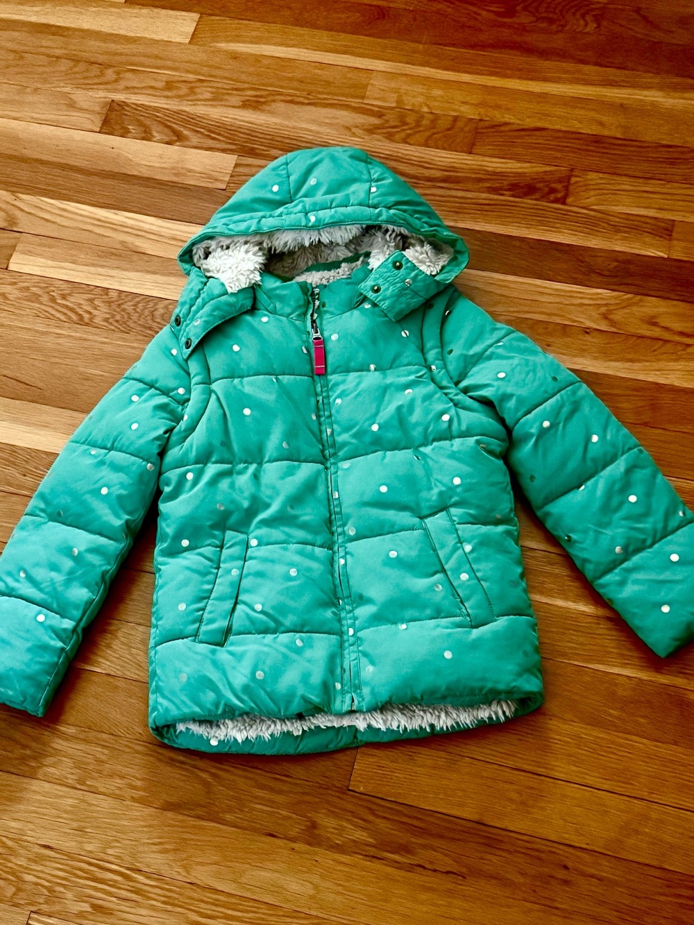 Mini Boden 7-8Y Two-In-One Hooded Sherpa-Lined Jacket